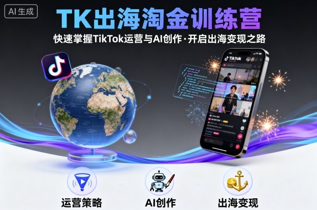 TK出海淘金训练营，助你快速掌握TikTok运营与AI创作，开启出海变现之路网赚项目-副业赚钱-互联网创业-资源整合御文网赚