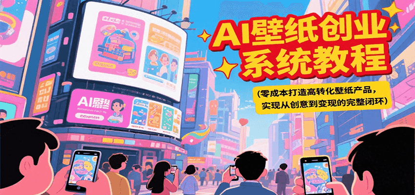 AI壁纸创业系统教程，零成本打造高转化壁纸产品，实现从创意到变现的完整闭环网赚项目-副业赚钱-互联网创业-资源整合御文网赚