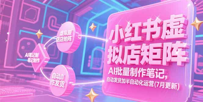 小红书虚拟店矩阵，AI批量制作笔记，自动发货加半自动化运营(7月更新网赚项目-副业赚钱-互联网创业-资源整合御文网赚