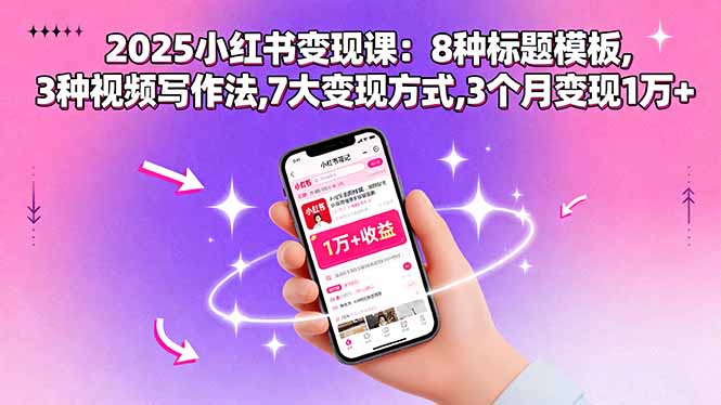 2025小红书变现课：8种标题模板,3种视频写作法,7大变现方式,3个月变现1万+网赚项目-副业赚钱-互联网创业-资源整合御文网赚