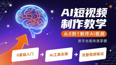 AI短视频制作教学，从0到1制作AI视频网赚项目-副业赚钱-互联网创业-资源整合御文网赚