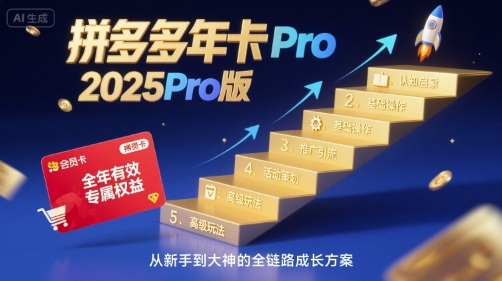 拼多多年卡2025Pro版，五大板块从认知到基础、从推广到活动、从活动到玩法网赚项目-副业赚钱-互联网创业-资源整合御文网赚