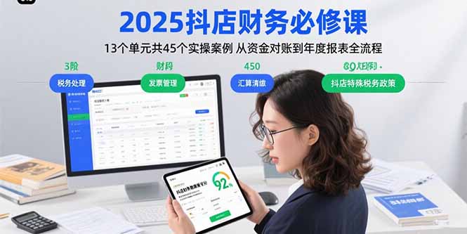 2025抖店财务必修课：13个单元共45个实操案例 从资金对账到年度报表全流程网赚项目-副业赚钱-互联网创业-资源整合御文网赚