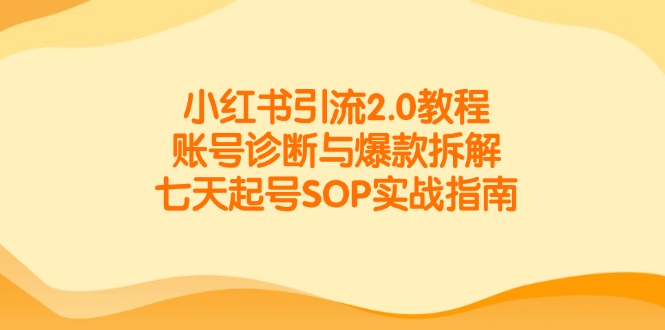 小红书引流2.0教程，账号诊断与爆款拆解，七天起号SOP实战指南网赚项目-副业赚钱-互联网创业-资源整合御文网赚
