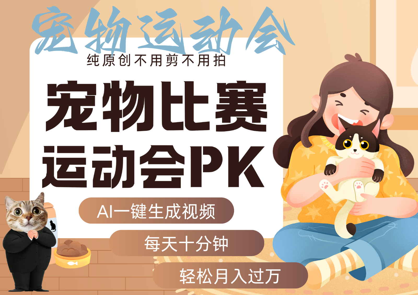 AI萌宠运动员跳水 射击 篮球 足球比赛 每天十分钟 附详细提示词文案库 代替做…网赚项目-副业赚钱-互联网创业-资源整合御文网赚