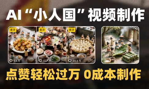 爆款1000W+播放微缩景观迷你小人国AI视频0成本制作全流程教学网赚项目-副业赚钱-互联网创业-资源整合御文网赚