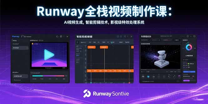 Runway全栈视频制作课：AI视频生成，智能剪辑技术，影视级特效处理系统网赚项目-副业赚钱-互联网创业-资源整合御文网赚