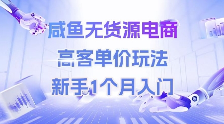 咸鱼无货源电商，高客单价玩法，新手1个月入门网赚项目-副业赚钱-互联网创业-资源整合御文网赚