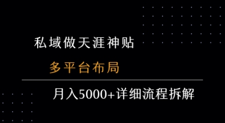 私域做天涯神贴 多平台布局 月入5k+详细流程拆解网赚项目-副业赚钱-互联网创业-资源整合御文网赚