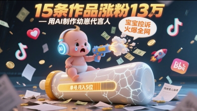 用AI制作幼崽代言人，宝宝的控诉火爆全网，15条作品涨粉13W，单号月入5位数实操教程网赚项目-副业赚钱-互联网创业-资源整合御文网赚