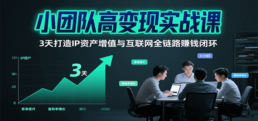 小团队高变现实战课，3天打造IP资产增值与互联网全链路赚钱闭环(第二期)网赚项目-副业赚钱-互联网创业-资源整合御文网赚