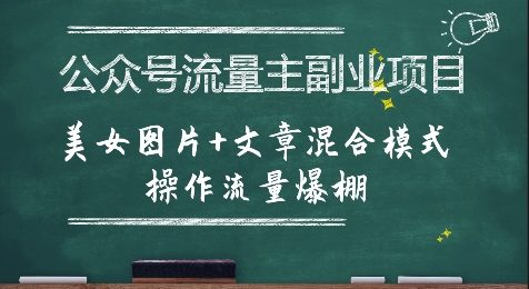 公众号流量主副业项目，美女图片+文章混合模式操作流量爆棚网赚项目-副业赚钱-互联网创业-资源整合御文网赚