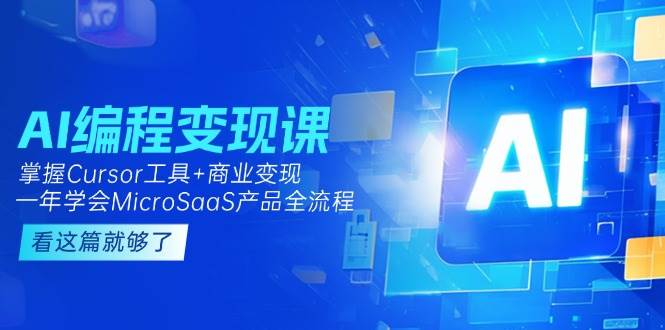 AI编程变现课：掌握Cursor工具+商业变现，一年学会MicroSaaS产品全流程网赚项目-副业赚钱-互联网创业-资源整合御文网赚