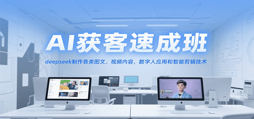 AI获客速成班，deepseek制作各类图文、视频内容，数字人应用和智能剪辑技术网赚项目-副业赚钱-互联网创业-资源整合御文网赚