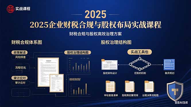 2025企业财税合规与股权布局的实战课程：财税合规与股权高效治理方案网赚项目-副业赚钱-互联网创业-资源整合御文网赚