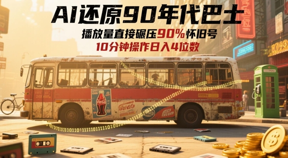 AI还原90年代巴士，一帧就让70后泪崩，播放量直接碾压90%怀旧号，每天操作十分钟，日入四位数网赚项目-副业赚钱-互联网创业-资源整合御文网赚