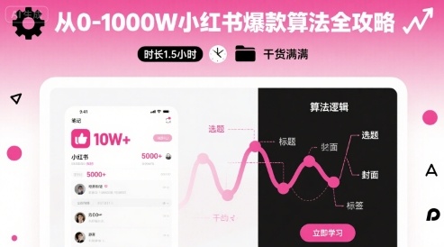 从0-1000W小红书爆款算法全攻略，时长1.5小时，干货满满网赚项目-副业赚钱-互联网创业-资源整合御文网赚