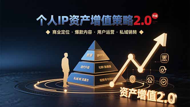 个人IP资产增值策略2.0 拆解商业定位/爆款内容/用户运营/私域销转四大模块网赚项目-副业赚钱-互联网创业-资源整合御文网赚