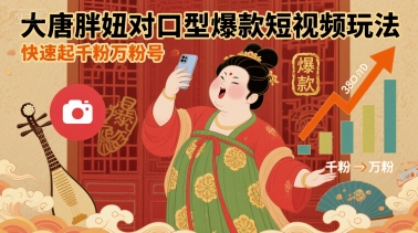 大唐胖妞对口型爆款短视频玩法，快速起千粉万粉号网赚项目-副业赚钱-互联网创业-资源整合御文网赚