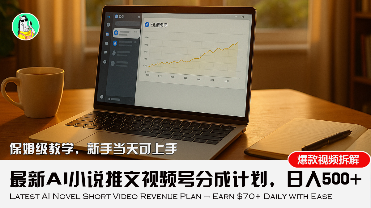 最新AI小说推文视频号分成计划，新手小白也能当天日入500+教程网赚项目-副业赚钱-互联网创业-资源整合御文网赚